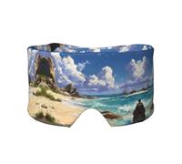 Cache-yeux et oreilles doux imprimé paysage de plage pour adultes couverture de sommeil pour soulager la sieste de voyage