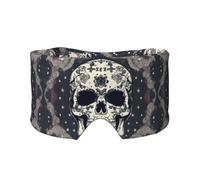 Cache-yeux et oreilles imprimé tête de mort et de fleurs pour adultes et enfants, pour dormir, voyage, maison, bureau