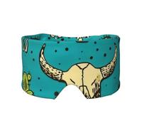 Cache-yeux et oreilles mignons avec imprimé cactus et crâne de taureau pour adultes et enfants, pour dormir, voyage, maison, bureau, aide pour une sieste réparatrice