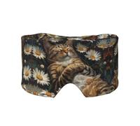 Cache-yeux imprimé marguerites et chats mignons pour sieste, voyage, yoga, voyage, voyage, sieste, avion