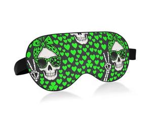 Cache-yeux léger rempli de coton doux avec design incurvé | Rembourrage en coton doux réglable pour les yeux de voyage longue distance St Patrick Day Skull