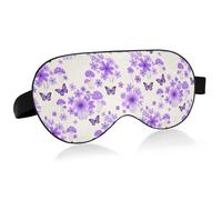 Cache-yeux occultants avec bande élastique réglable - Réutilisables - Lilas - Fleurs - Papillons - Champignons - Avion