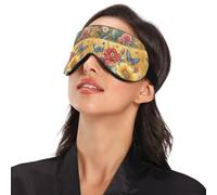 Cache-yeux pour dormir avec bande élastique réglable et sangle réglable pour dormir avec motif floral rustique et papillons orange