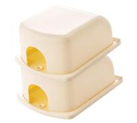Caches de Prises de Courant Sécurisés 2 Pièces ABS Beige | Protection Murale Intérieure, Usage Balcon, Couvercles Adhésifs Sûrs, Antichoc, Lot de Deux