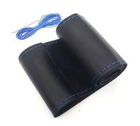 caches de Volant Housse de Volant de Voiture en Cuir Noir/Rouge/Bleu, Autocollant de Protection, Aiguille de 38 cm, 15 Pouces, Accessoires d'origine pour Focus 2 et 3, Kia et Rio Couvre Volant(Blue)