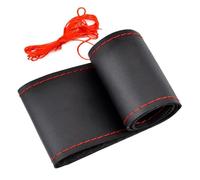 caches de Volant Housse de Volant de Voiture en Cuir Noir/Rouge/Bleu, Autocollant de Protection, Aiguille de 38 cm, 15 Pouces, Accessoires d'origine pour Focus 2 et 3, Kia et Rio Couvre Volant(Red)