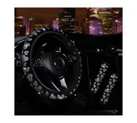 caches de Volant Housse De Volant Extensible en Peluche Diamant 3 Pièces sans Anneau Intérieur, Housse D'épaule, Fournitures D'intérieur De Voiture Couvre Volant(BK Sliver)