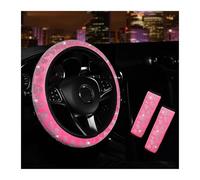 caches de Volant Housse De Volant Extensible en Peluche Diamant 3 Pièces sans Anneau Intérieur, Housse D'épaule, Fournitures D'intérieur De Voiture Couvre Volant(Pink)
