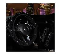 caches de Volant Housse De Volant Extensible en Peluche Diamant 3 Pièces sans Anneau Intérieur, Housse D'épaule, Fournitures D'intérieur De Voiture Couvre Volant(Black)