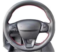 Caches de Volant pour Ford pour Focus 4 2019-2020 pour Fiesta 2017-2019 pour Tourneo 2018-2019 Housse De Volant en Cuir PU Tressé(Light Blue Thread)