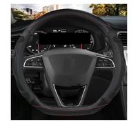 Caches de Volant pour Seat pour Tarraco pour Arona pour Ateca pour Ibiza Housse De Volant De Voiture en Cuir Microfibre 38 Cm, Antidérapante Housse de Volant(Black D Shape)