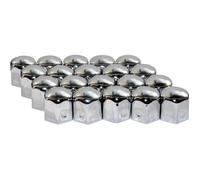 Caches-écrous chromés en métal 17 mm - Lot de 20