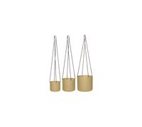 Caches-pots d'intérieur en coton beige, lot de 3, à suspendre - Hübsch, Bloom - 17x17x16 cm