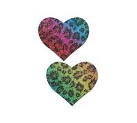 Caches-Tétons Coeur Léopard Arc-en-Ciel