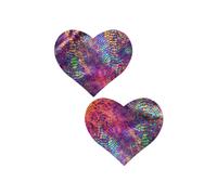 Caches-Tétons Coeur Peau de Serpent Arc-en-Ciel