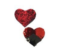 Caches-Tétons Coeur Sequins Réversibles Rouges et Noirs