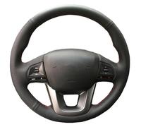 Caches Volant pour Kia K2 pour Kia pour Rio 2011 2012 2013 2014 Tresse en Cuir Noir pour Volant Housse Volant Voiture Personnalisée Couvre Volant(Black Thread)