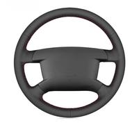 Caches Volant pour VW pour Caddy 2003-2006 pour Caravelle 2003-2009 pour Transporter T5 2006 Housse Volant Voiture Cuir Artificiel Noir Couvre Volant Voiture(Red Thread)