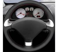 Caches Volant Protecteur Pour Peugeot 307 CC 2004-2009 307 SW 2004-2009 407 407 SW 2004-2009 Housses Volant Voiture Cuir Artificiel Noir Souple Couvercle volant voiture(Red Thread)