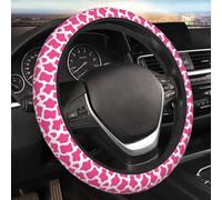Caches Volant Voiture Peau De Vache Rose Housse Volant Voiture Universel Couvre Volants Voitures Antidérapant pour SUV Camions Pkw 37-38Cm