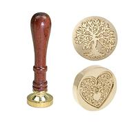 Cachet de Cire Personnalisé, 2 Pcs avec Poignée en Bois, Tampon de Cire pour Sceaux de Lettres & Invitations de Mariage, Arbre de Vie et Cœur