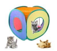 Cachette de jeu portable pour animaux de compagnie | Tunnel pour chat - Tube de jeu interactif pour animal de compagnie, cube d'intérieur pour chat, tipi amusant, jouet pliable à trois ports latéraux