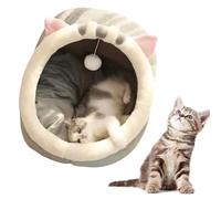 Cachette de lit pour chat - Den fermé pour chat, refuge pour animaux en peluche | Intérieur chaud et rembourré, forme semi-couverte apaisante, maison de repos décorative avec fenêtre de salon d'appart