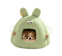 Cachette de lit pour chat - Enclos chauffant au design mignon de lapin - Maison pour chaton auto-chauffante pour l'intérieur - Matelas de coussin amovible - Tente de couchage confortable en peluche