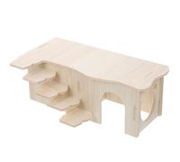 Cachette Décorative pour Hamster en Bois Beige avec Rampe et Échelle | Multi-chambres, Coins Polis, pour Cage et Repos, Adaptée aux Cochons D'inde, Toute L'année