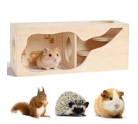Cachette en bois pour hamster - Tunnel pour hamster et labyrinthe de hamster - Maison à compartiments multiples - Accessoires et jouets magnétiques pour hamsters nains, hamsters syriens et petits