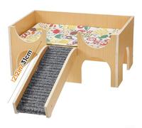 Cachette en bois pour petit animal de compagnie avec construction robuste et points à plusieurs niveaux pour hamsters, souris, gerbilles et furets (pas de fonds de remplissage)