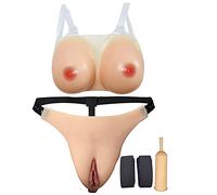 Cachette Gaff Culotte avec Seins en Silicone Goutte d'eau, Transgender Trans-Sex Hommes,C,S~600gbreast