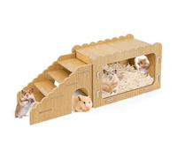 Cachette multi-chambres pour hamster, cachette en caoutchouc pour hamster, le hamster se cache et joue, boîte en bois transparent pour une observation facile des hamsters, cachettes pour hamster