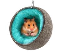 Cachette pour hamster cocnut - Hamac en coquille biologique, mini refuge confortable pour animaux de compagnie, maison en dôme rustique à suspendre, repos doux | Cabane de suspension surélevée avec