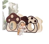 Cachette pour hamster, habitat d'enrichissement environnemental en bois avec cabane de champignons - Décoration pour l'habitat des petits animaux | pour chinchilla, gerbe, petits animaux, furet