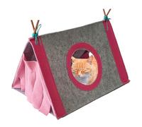 Cachette pour petits animaux - Tente clapier en feutre pour lapins | Cachette d'angle confortable pour hamsters, chinchillas, planeurs à sucre et écureuils, abri chaud portable avec rideau de porte, h