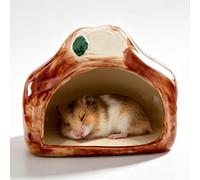 Cachette Rustique en Forme De Souche d'arbre for Hamster en Céramique, Lit Frais, Grotte for Petits Animaux, Cabane De Couchage Durable, Abri for Petits Rongeurs(Brun foncé)