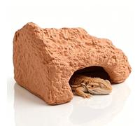 Cachette Rustique en Terre Cuite avec Coquille De Noix De Coco Et Grotte Rocheuse, Grotte Rafraîchissante for Petits Animaux, Abri Naturel for Tortues, Lézards, Hamsters(S)