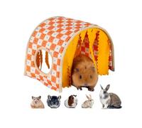 Cachette tunnel pour petit animal de compagnie avec pompons et trou de regard, cachette pliable pour cochon d'Inde, nid d'été respirant pour hamster, chinchilla, furet, rat, accessoire pour cage de