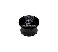 Cachez Votre Femme The Alpha is Here Wolf Male Werwolf Meme PopSockets PopGrip Adhésif