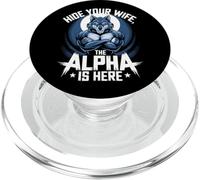 Cachez votre femme The Alpha Is Here Wolf Meme Men PopSockets PopGrip pour MagSafe