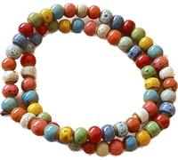CaChnTyche Bracelets de perles pour femme 5 mm en céramique corlorful bohème vintage funky amérindien bijoux ronds superposés 2 rangées chaîne élastique multicolore accessoires hippie, Medium