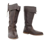 Cachorro 1 Paire De Bottes À Lacets Médiévales Pour Hommes Femmes, Bottes Moyennes Gothiques Rétro Chevalier, Chaussures Réglables Renaissance À Fond Plat Genou, Costumes De Cosplay De Fête,Marron,48