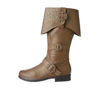 Cachorro Bottes en Cuir PU Viking Médiéval, Chaussures Vintage Pirate Renaissance pour Un Usage Quotidien, Accessoires De Costumes De Cosplay, Vêtements De Moto en Plein Air,Jaune,40