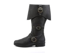Cachorro Bottes en Cuir PU Viking Médiéval, Chaussures Vintage Pirate Renaissance pour Un Usage Quotidien, Accessoires De Costumes De Cosplay, Vêtements De Moto en Plein Air,Noir,47