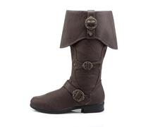 Cachorro Bottes en Cuir PU Viking Médiéval, Chaussures Vintage Pirate Renaissance pour Un Usage Quotidien, Accessoires De Costumes De Cosplay, Vêtements De Moto en Plein Air,Marron,43