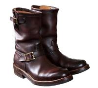 Cachorro Bottes en Cuir PU Vintage Médiéval, Bottes À Bout Rond À Fermeture Éclair Latérale avec Boucle en Métal, Bottes De Chevalier À Talon Moyen pour Le Cosplay d'halloween Et Plus Encore,Rouge,44