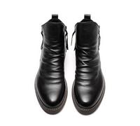 Cachorro Bottes en Cuir PU Vintage Médiéval, Double Fermeture Éclair Latérale Antidérapante Bottes, Chaussures De Chevalier À Tête Ronde De Mode Renaissance Parties Costumes,Noir,42