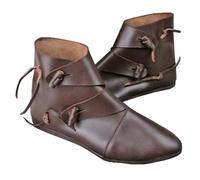 Cachorro Bottes Plates Basses Pour Femmes, 1 Paire De Bottes En Cuir Rétro PU Cosplay Viking Médiéval, Chaussures Pour Hommes Pirate Knight Prince, Accessoires De Fête De Costume D'Halloween,Marron,43