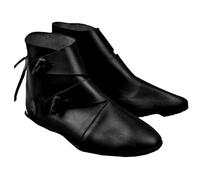 Cachorro Bottes Plates Basses Pour Femmes, 1 Paire De Bottes En Cuir Rétro PU Cosplay Viking Médiéval, Chaussures Pour Hommes Pirate Knight Prince, Accessoires De Fête De Costume D'Halloween,Noir,39